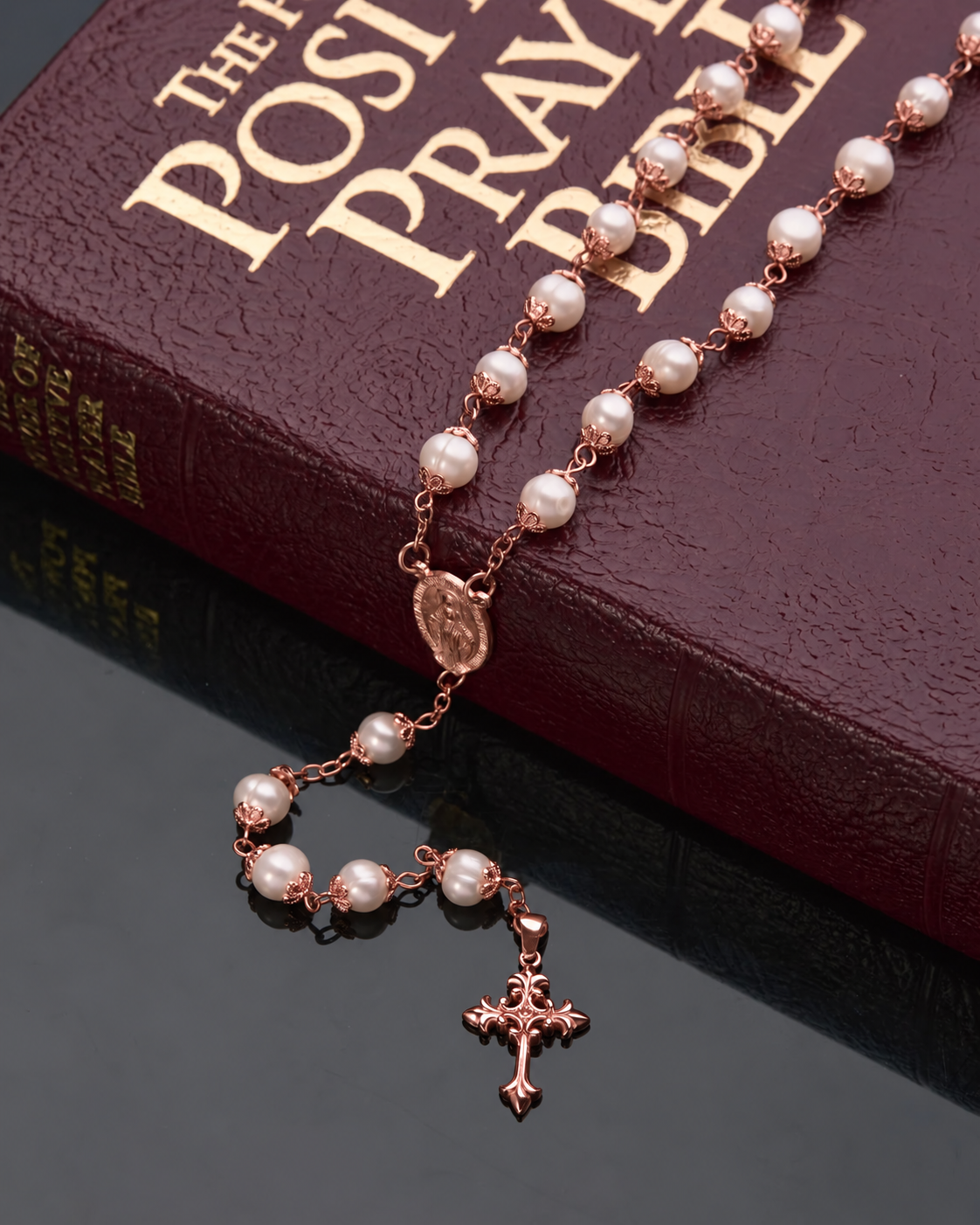 Sanctum Rosary Necklace Rose Gold